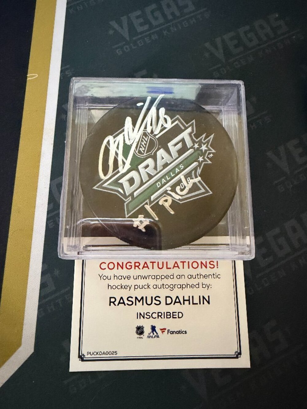 Rasmus Dahlin Signed 2018 NHL Draft 1st Pick Puck Fanatics COA
